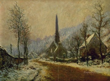  snow Painting - Church at Jeufosse Snowy Weather Claude Monet